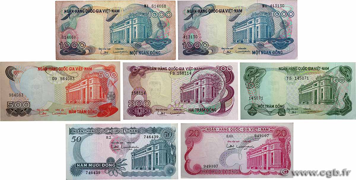 20 au 1000 Dong Lot VIET NAM SUD  1969 P.24a au P.29a SUP