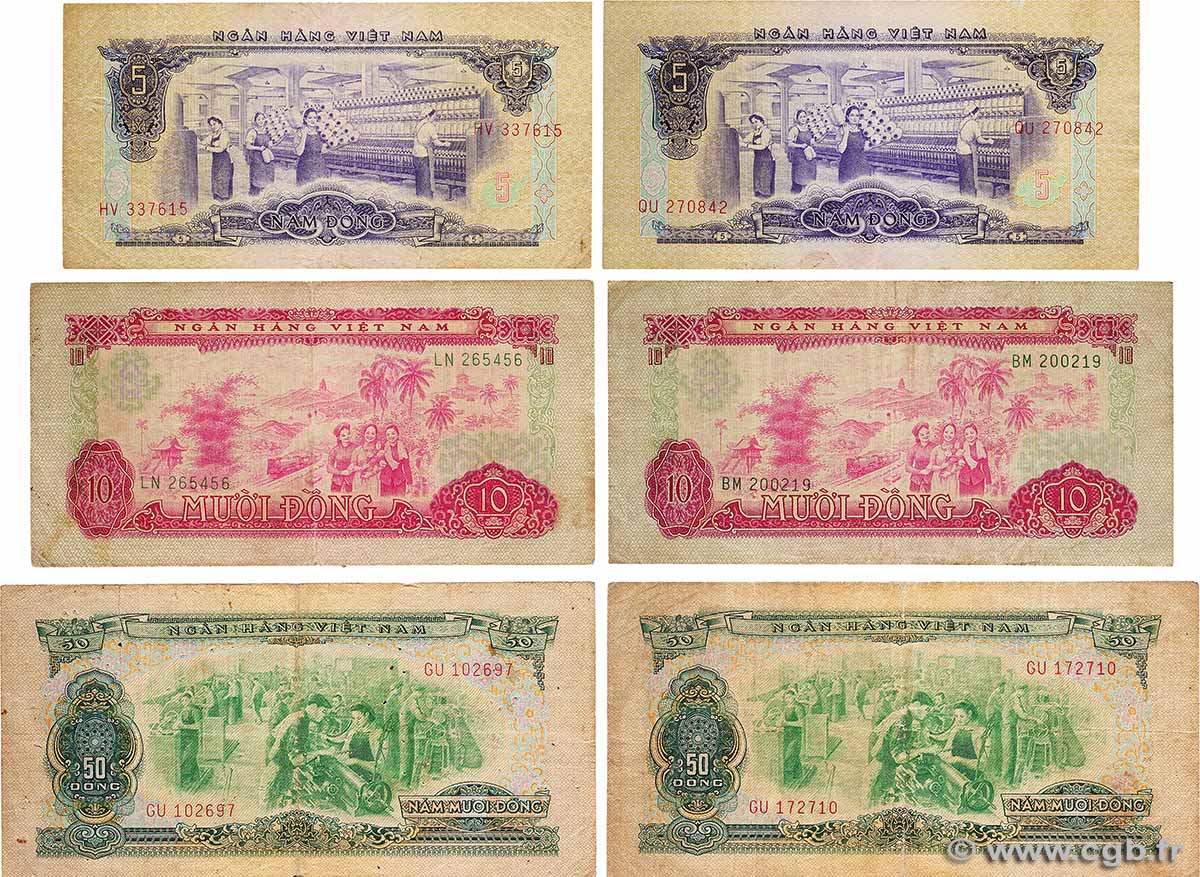 5 au 50 Dong Lot VIET NAM SUD  1966 P.42a au P.44a B+