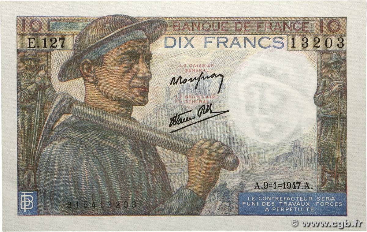 10 Francs MINEUR FRANCIA  1947 F.08.17 SPL+