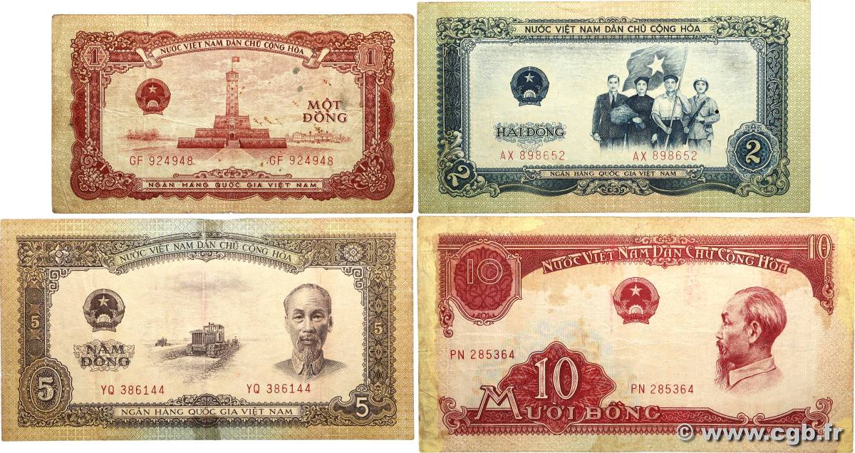 1 au 10 Dong Lot VIET NAM   1958 P.071a au P.074 B à TB