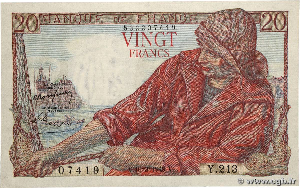 20 Francs PÊCHEUR FRANCE  1949 F.13.14 pr.NEUF