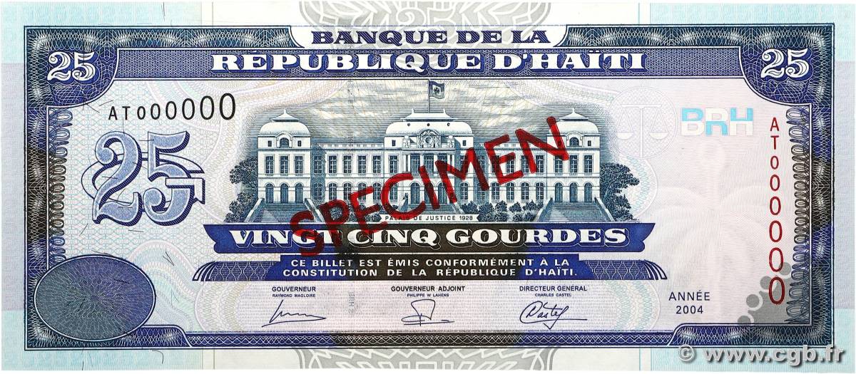 25 Gourdes Spécimen HAÏTI  2004 P.266bs ST