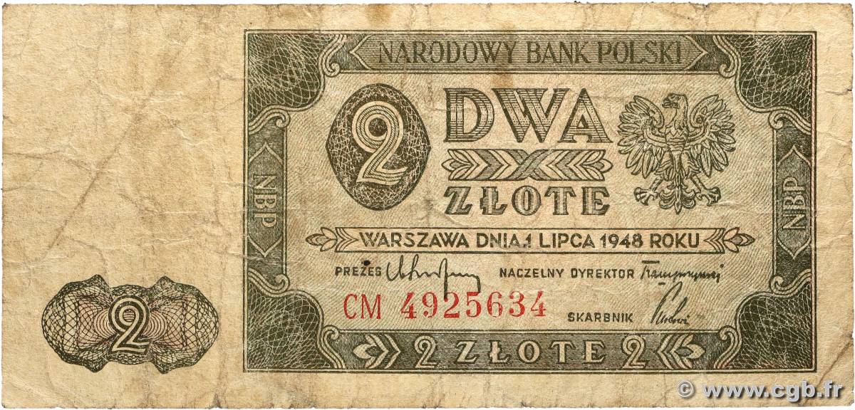 2 Zlote POLOGNE  1948 P.134 B+