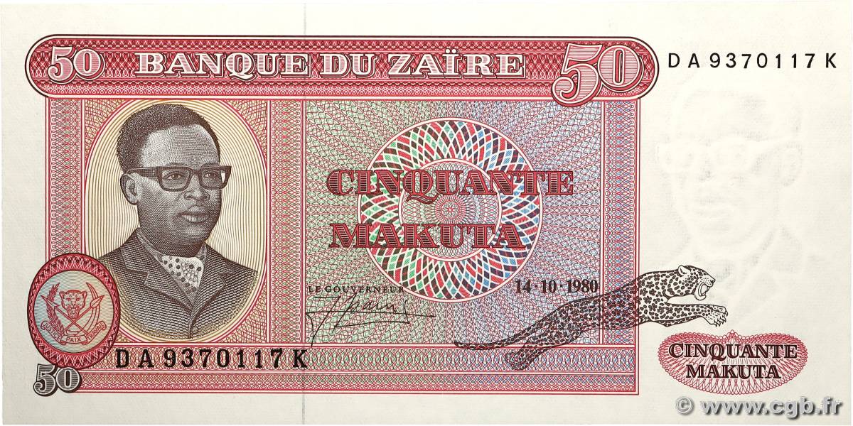 50 Zaïres ZAÏRE  1980 P.17b pr.NEUF