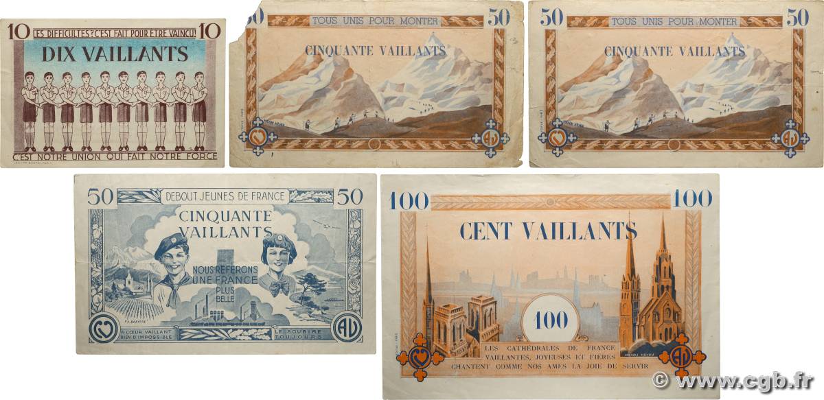 Lot 5 bons Vaillants Lot FRANCE regionalism and various  1930 P.- F