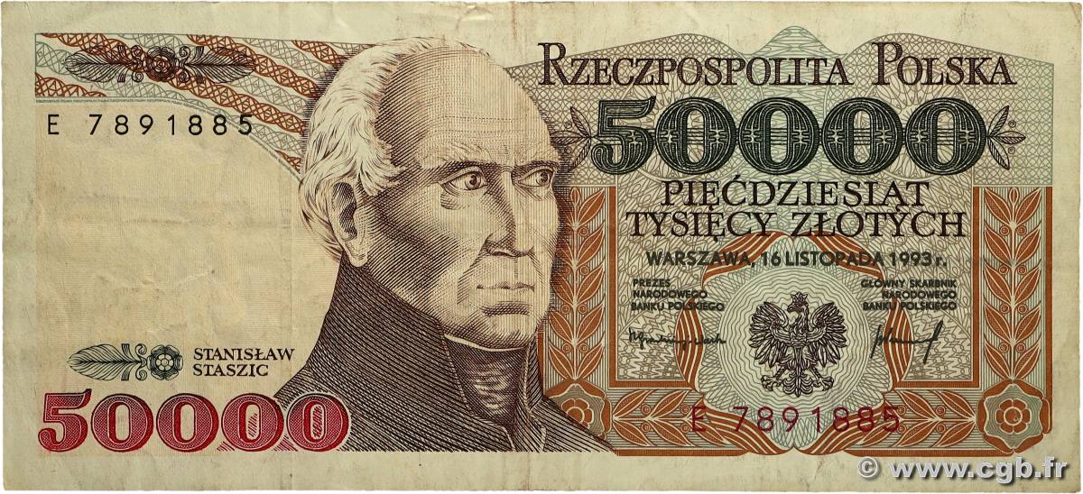 50000 Zlotych POLOGNE  1993 P.159a TB