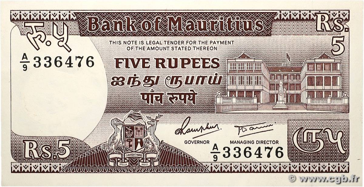 5 Rupees ÎLE MAURICE  1985 P.34 pr.NEUF