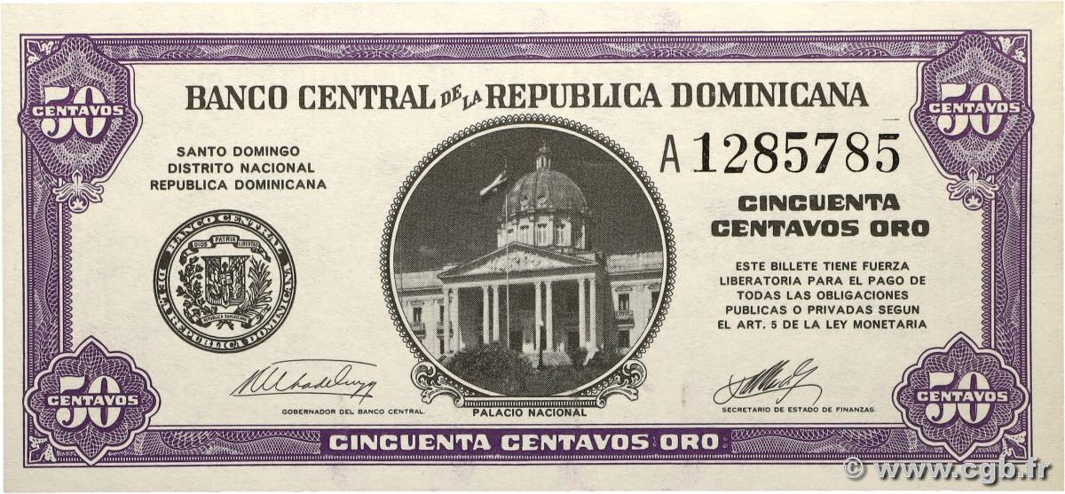 50 Centavos Oro RÉPUBLIQUE DOMINICAINE  1961 P.089a pr.NEUF