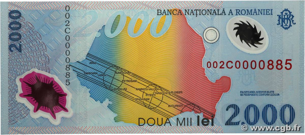 2000 Lei Commémoratif ROUMANIE  1999 P.111a NEUF