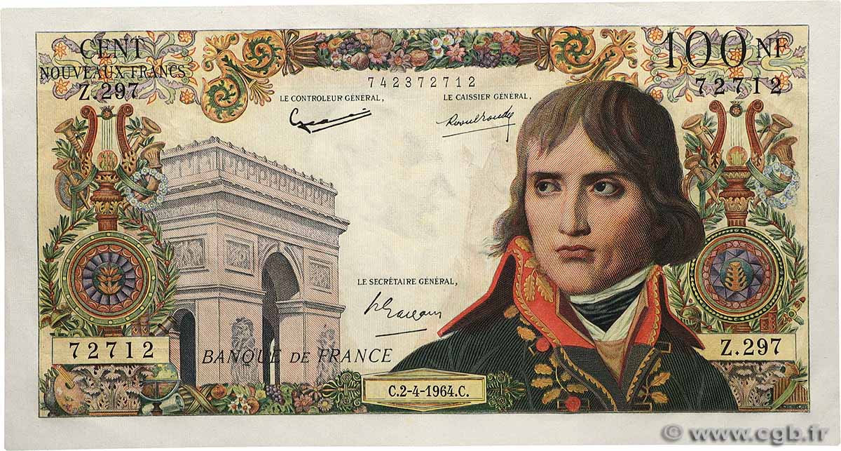 100 Nouveaux Francs BONAPARTE FRANCIA  1964 F.59.26 q.FDC