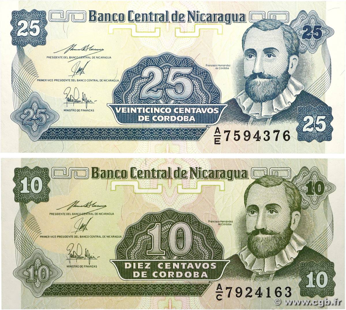 10 et 25 Centavos Lot NICARAGUA  1991 P.169a et P.170a NEUF