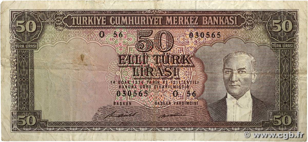 50 Lira TURQUIE  1970 P.187A TB