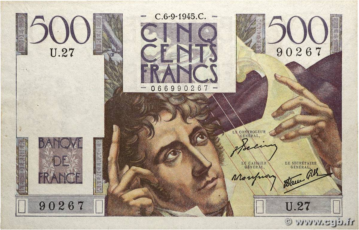 500 Francs CHATEAUBRIAND FRANCE  1945 F.34.02 VF