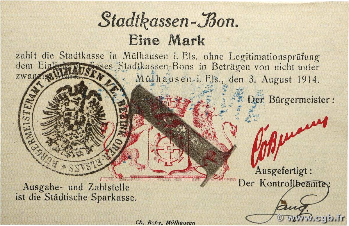 1 Mark GERMANIA Mulhouse 1914 K.247a AU