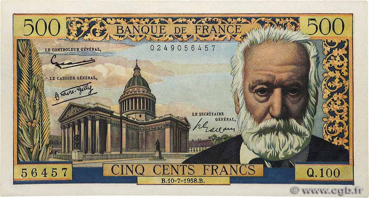 500 Francs VICTOR HUGO FRANCE  1958 F.35.09 XF