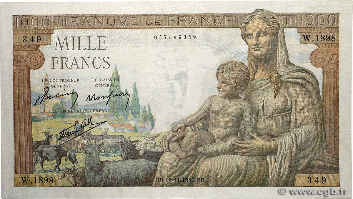 1000 Francs DÉESSE DÉMÉTER FRANCIA  1942 F.40.11 SC