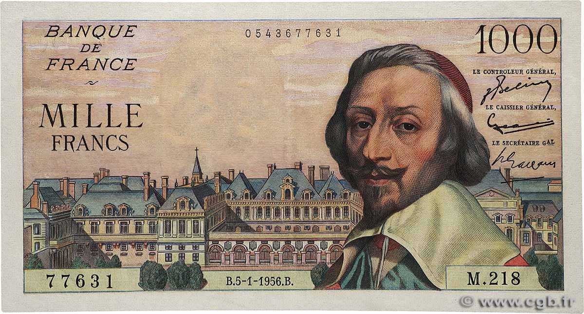 1000 Francs RICHELIEU FRANCE  1956 F.42.18 XF+