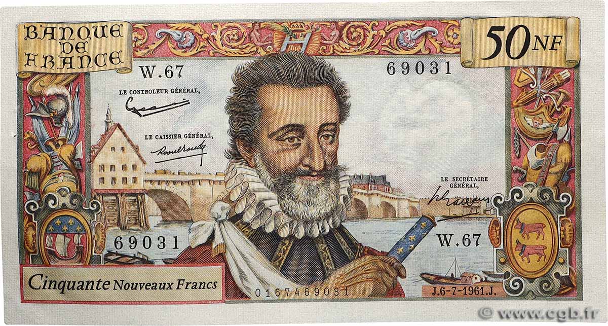 50 Nouveaux Francs HENRI IV FRANCE  1961 F.58.06 AU