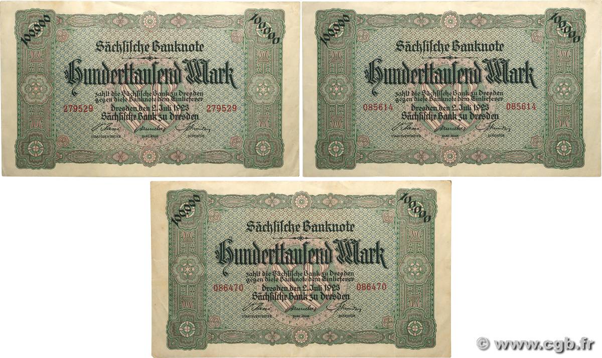 100000 Mark Lot GERMANIA Dresden 1923 PS.0960 q.SPL