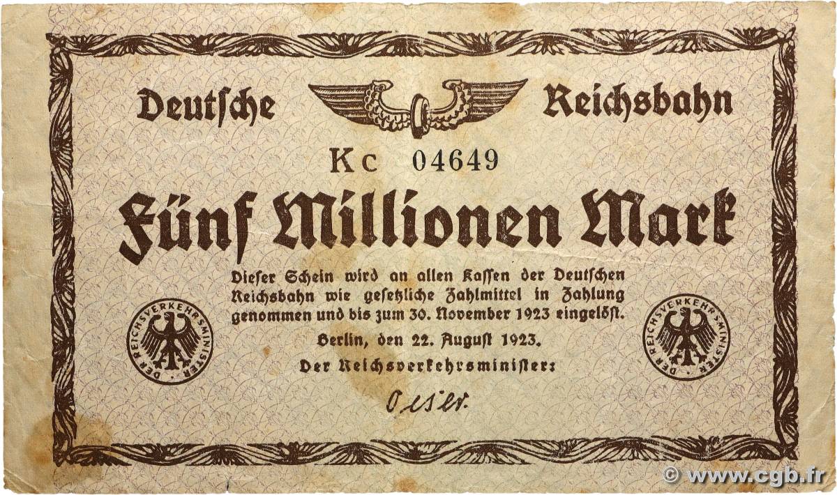5 Millions Mark GERMANIA  1923 PS.1013b q.BB