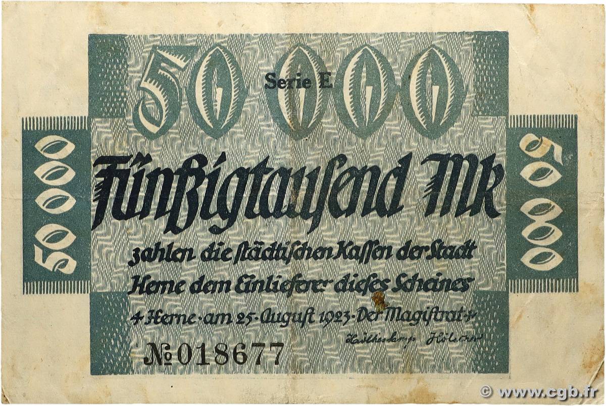 50000 Mark GERMANIA Herne 1923 PS BB