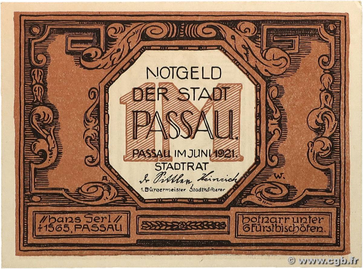 1 Mark GERMANIA Passau 1921 PS.- q.FDC