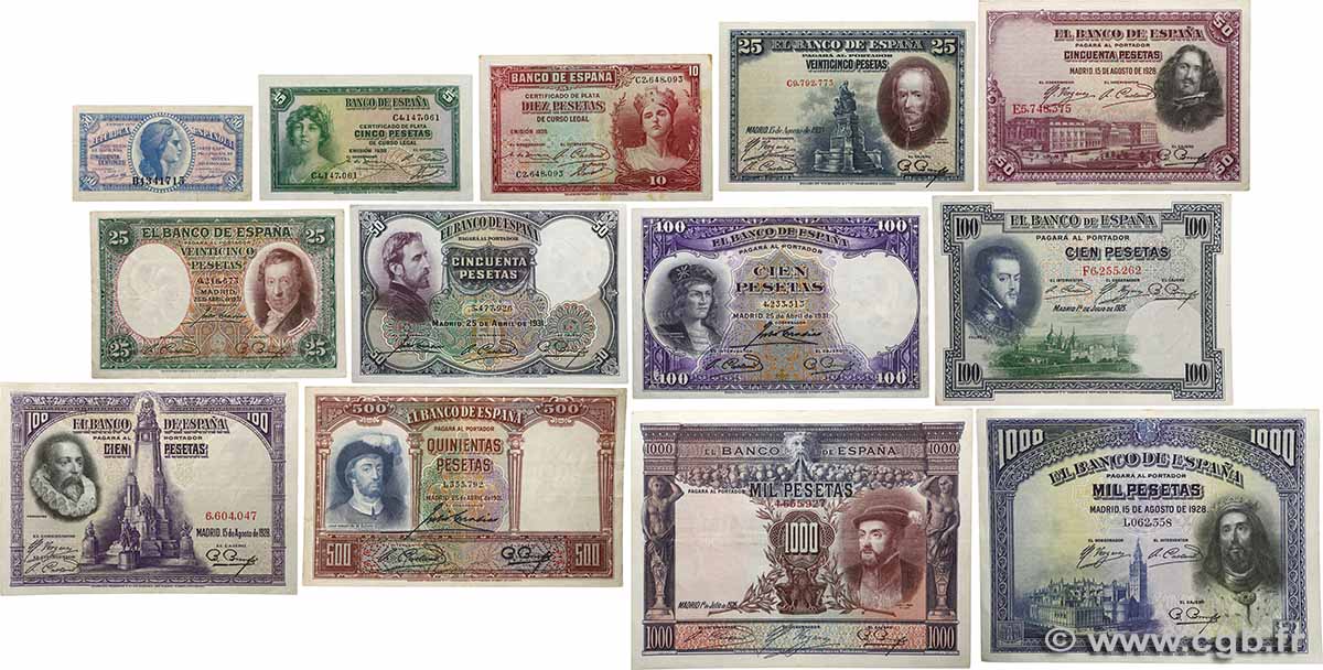 Lot de 13 Billets Lot ESPAÑA  1925 P.LOT MBC