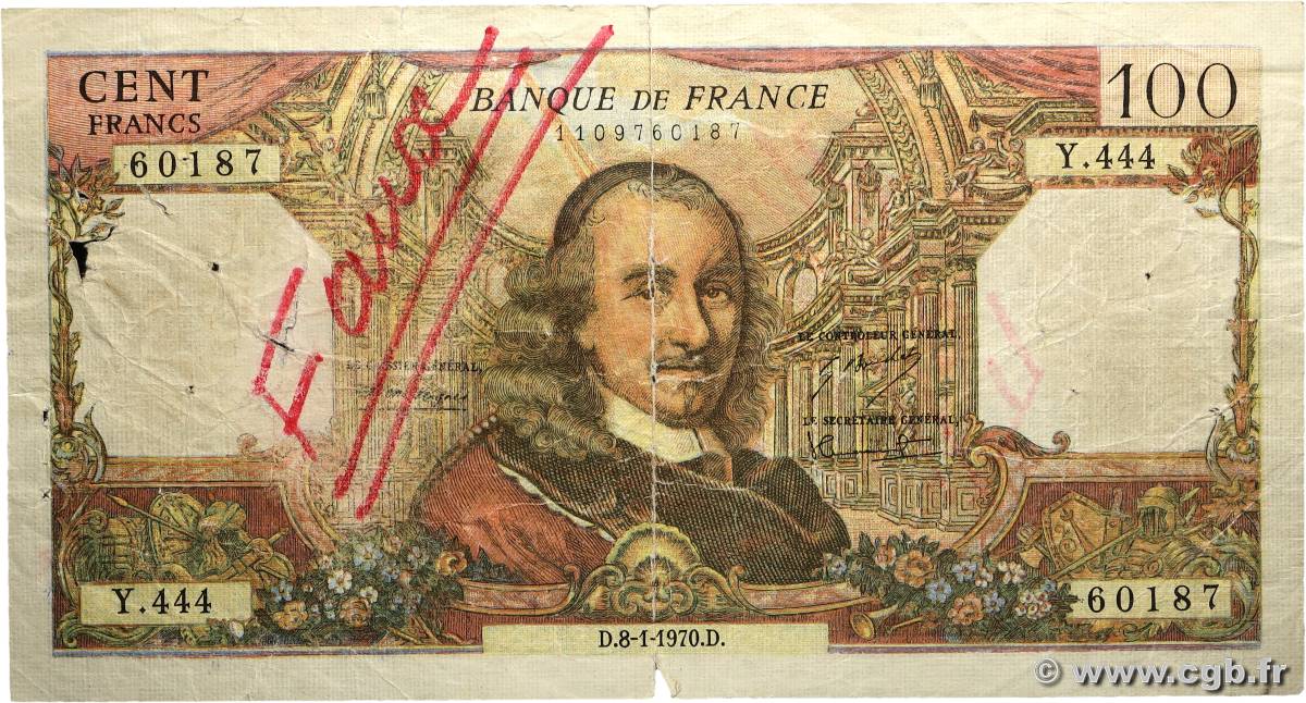 100 Francs CORNEILLE Faux FRANCE  1970 F.65.29 F