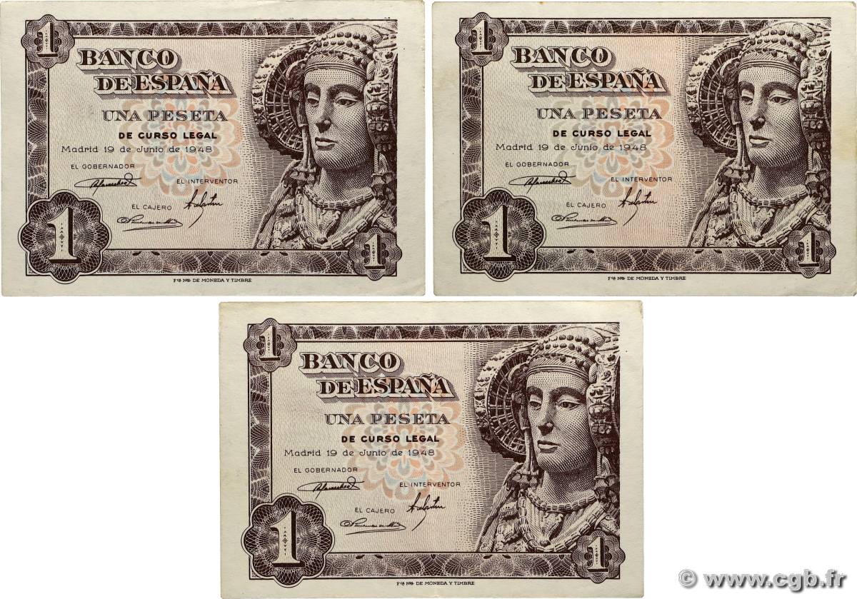 1 Peseta Lot SPAGNA  1948 P.135a SPL+