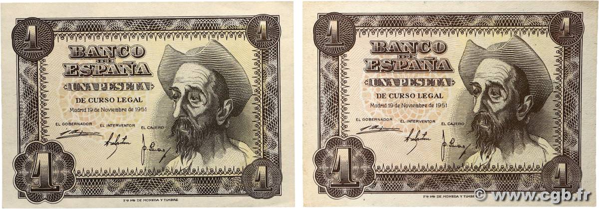 1 Peseta Lot SPAGNA  1951 P.139a SPL+