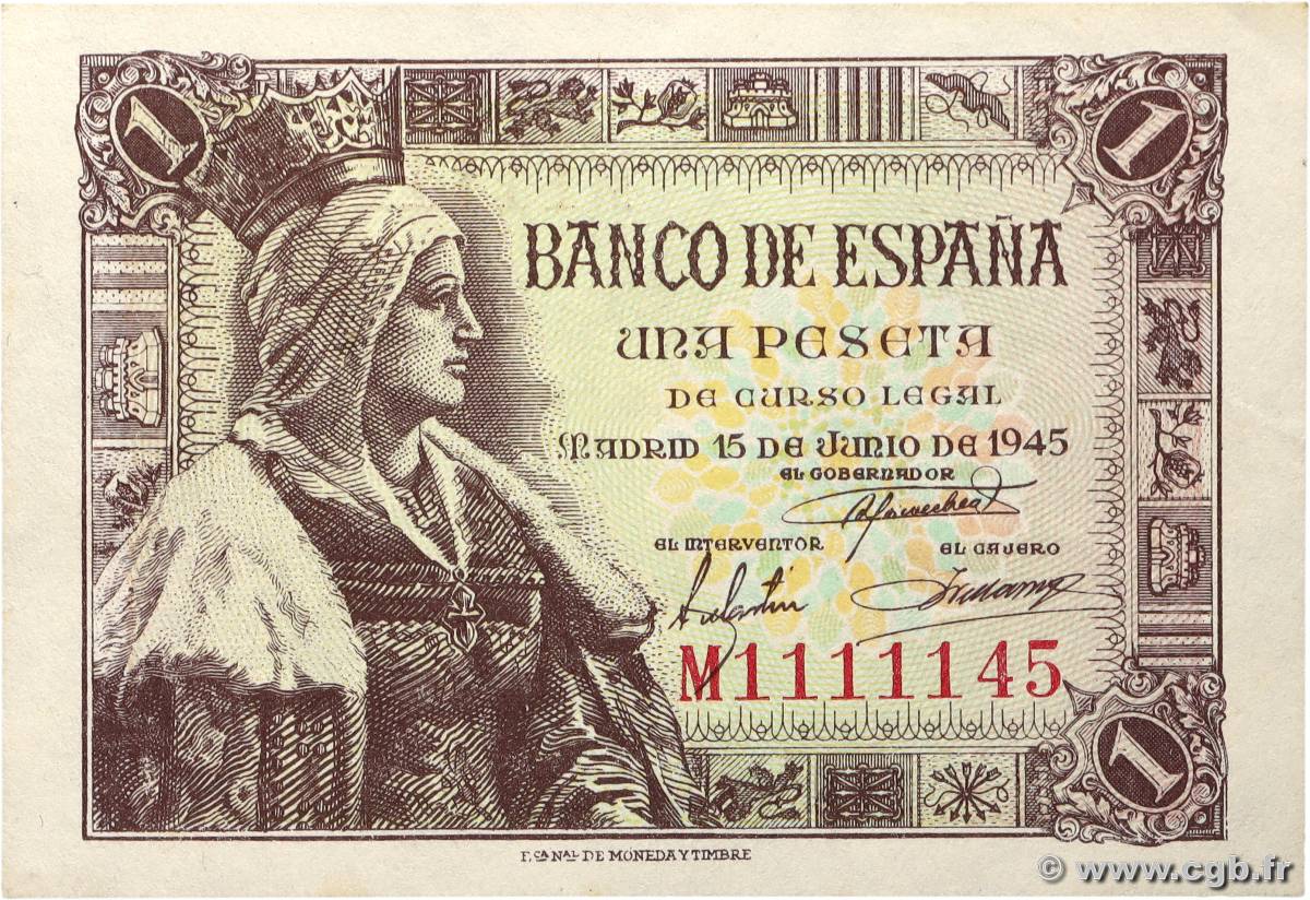 1 Peseta SPAGNA  1945 P.128a AU