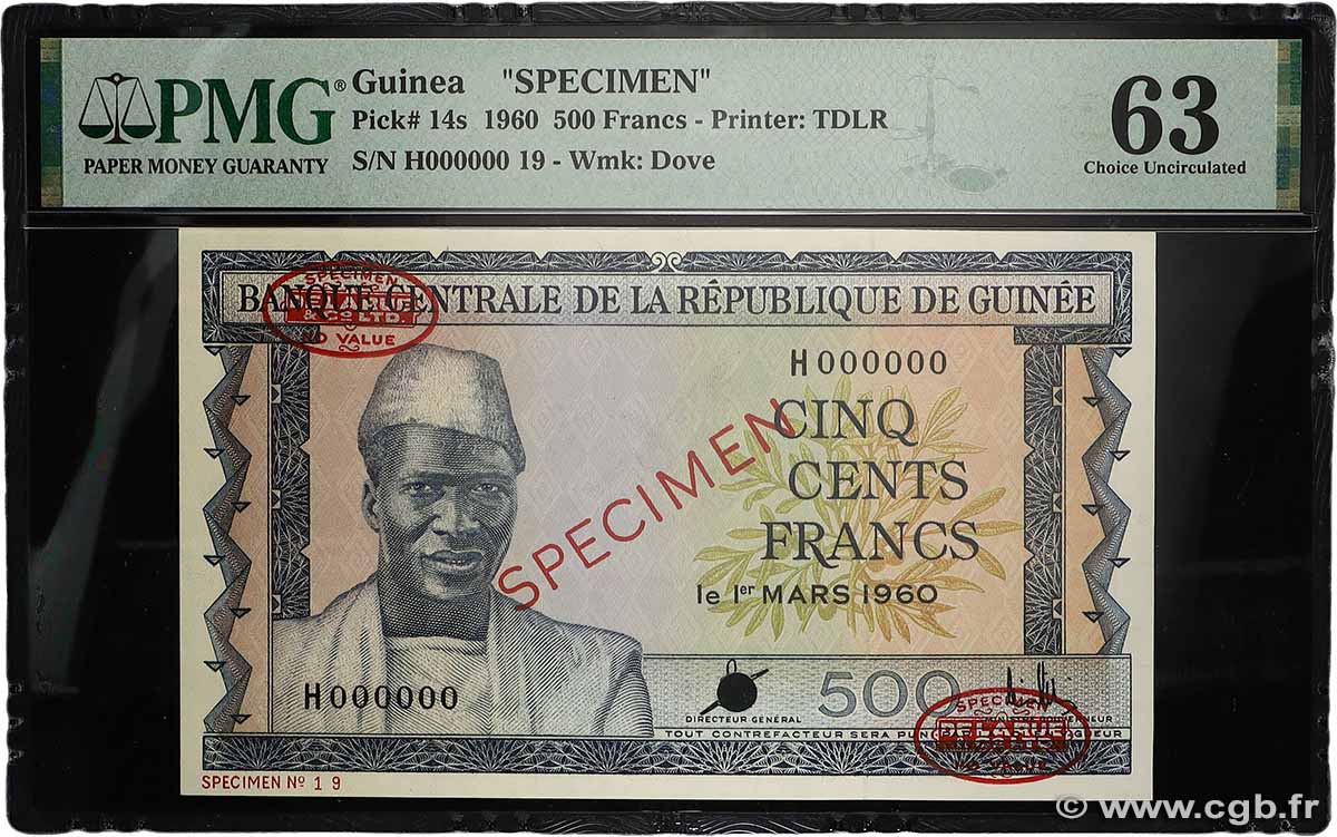 500 Francs Spécimen GUINÉE  1960 P.14s pr.NEUF