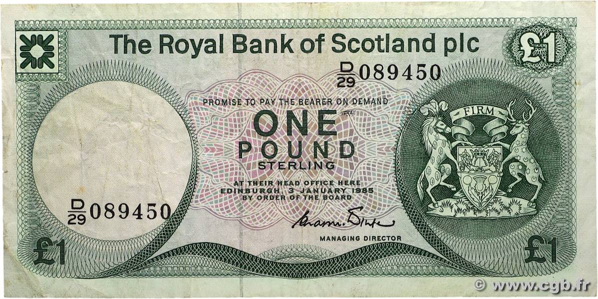 1 Pound SCOTLAND  1985 P.341b MB