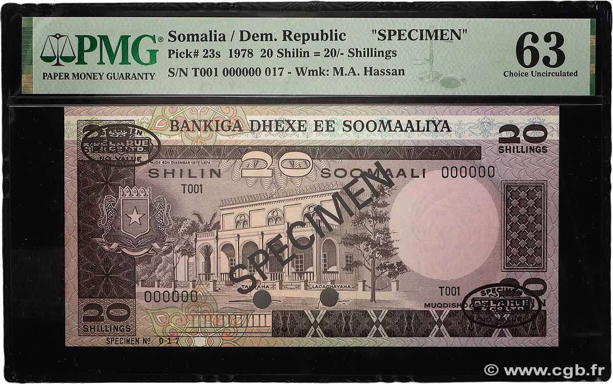 20 Shilin Spécimen SOMALIA  1978 P.23s UNC-