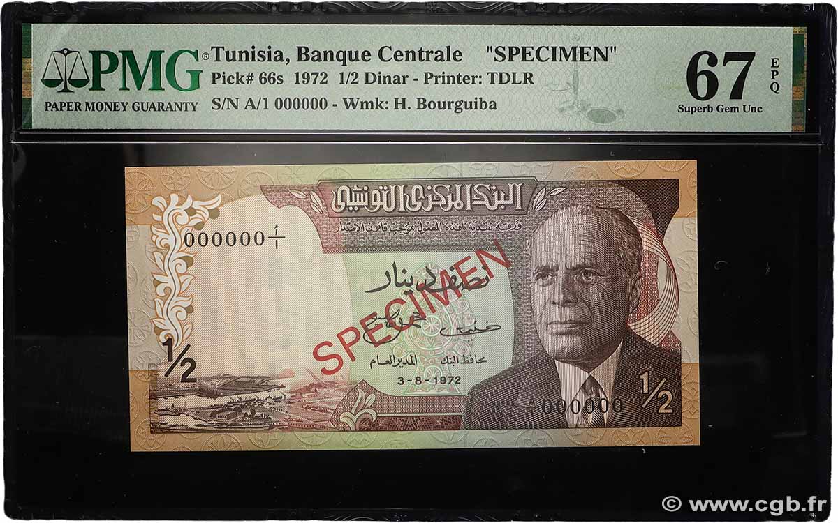 1/2 Dinar Spécimen TUNISIA  1972 P.66s UNC