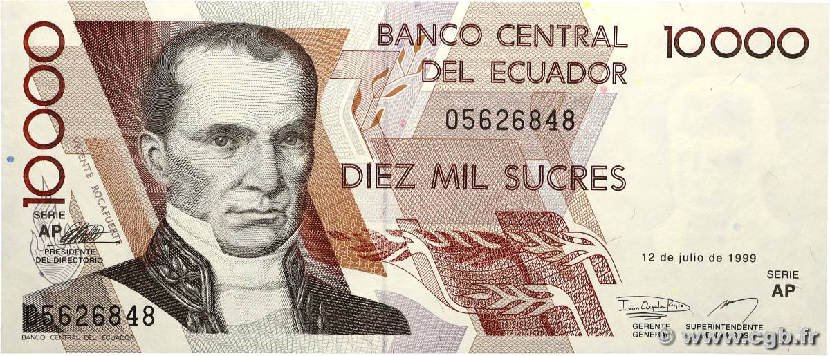 10000 Sucres ECUADOR  1999 P.127e q.FDC