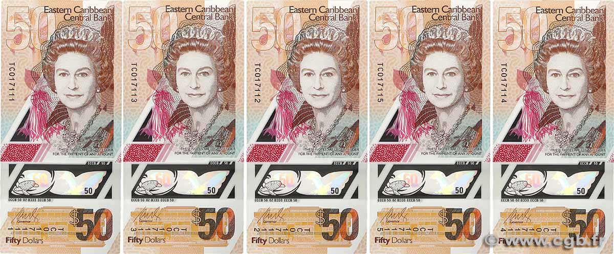 50 Dollars Consécutifs EAST CARIBBEAN STATES  2019 P.59 fST+