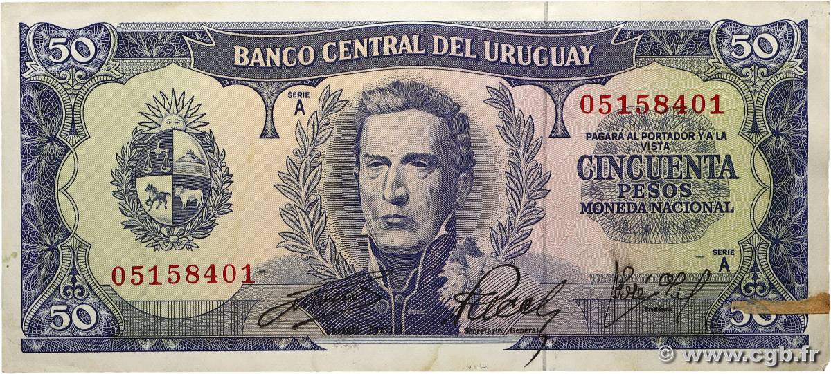 50 Pesos URUGUAY  1967 P.046a VF+