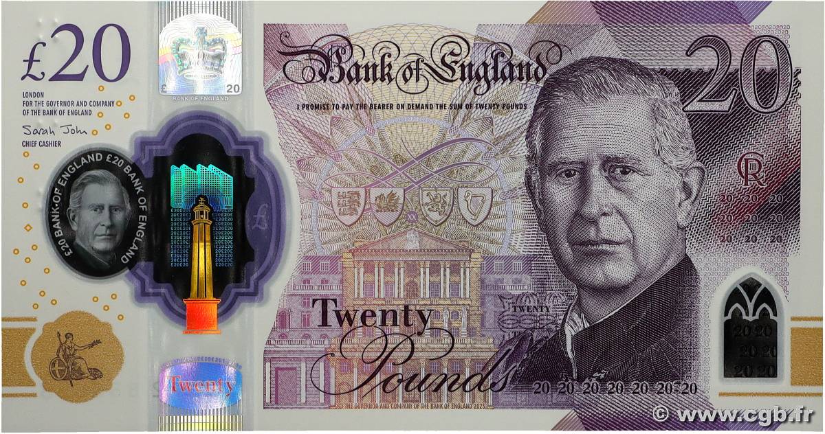 20 Pounds Numéro radar ENGLAND  2023 P.400 UNC
