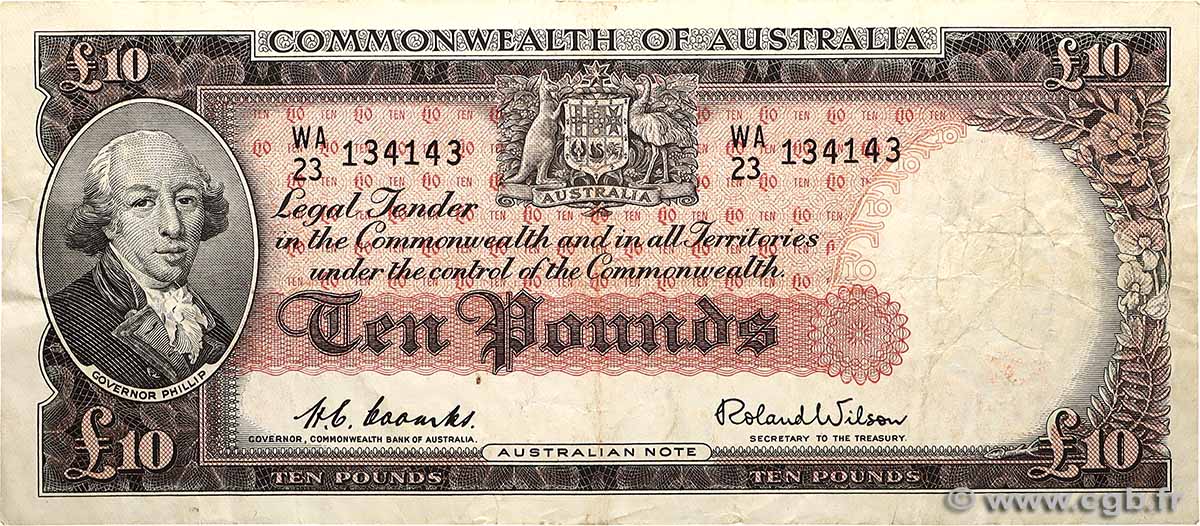 10 Pounds AUSTRALIEN  1954 P.32a fSS