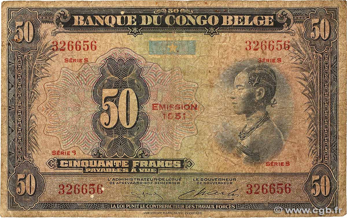 50 Francs BELGIAN CONGO  1951 P.16i G