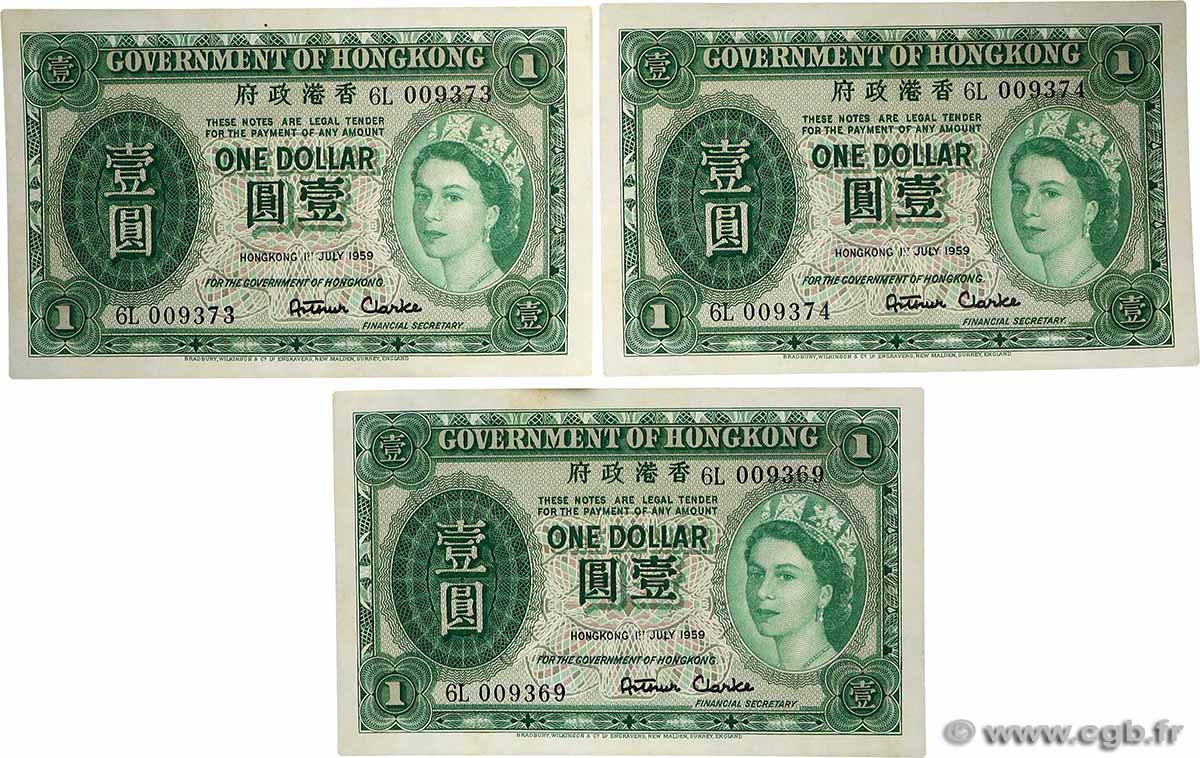 1 Dollar Lot HONG KONG  1959 P.324Ab pr.NEUF