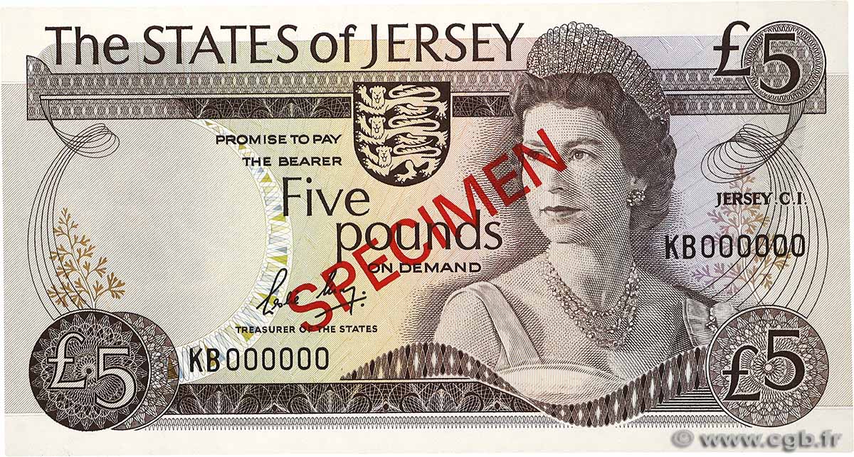 5 Pounds Spécimen JERSEY  1983 P.12bs UNC-