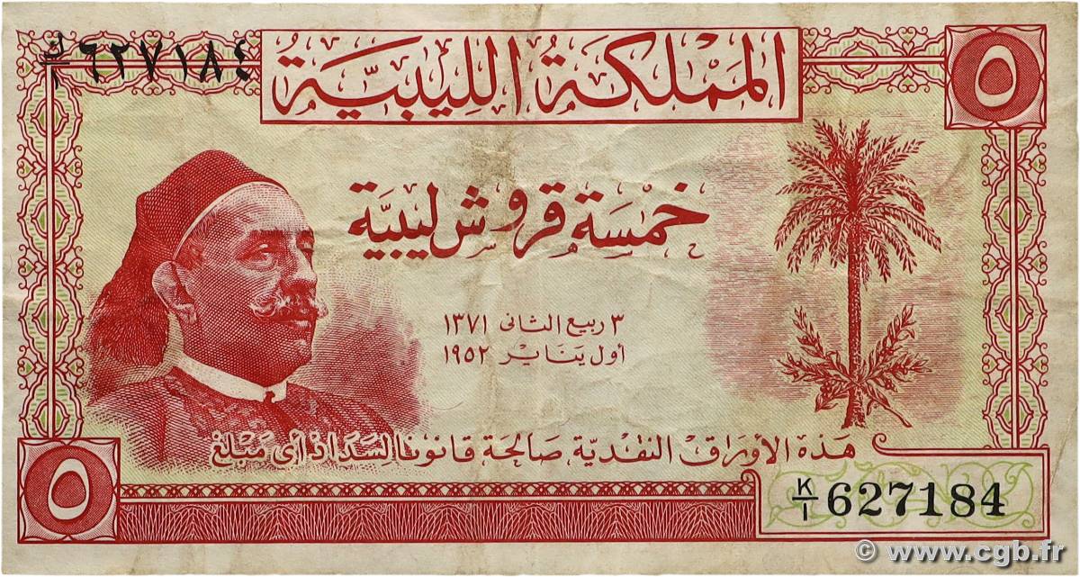 5 Piastres LIBYE  1952 P.12 pr.TTB