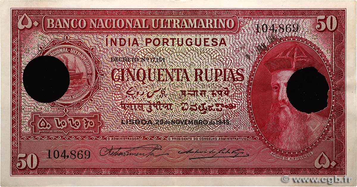50 Rupias Annulé INDE PORTUGAISE  1945 P.038 TTB+