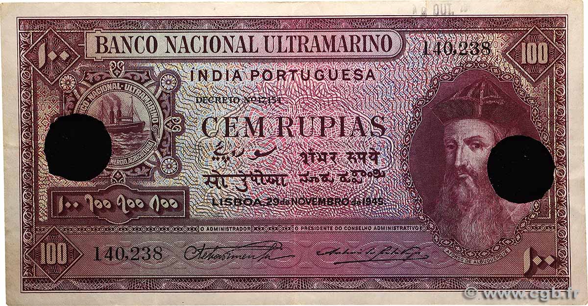 100 Rupias Annulé PORTUGUESE INDIA  1945 P.039s VF