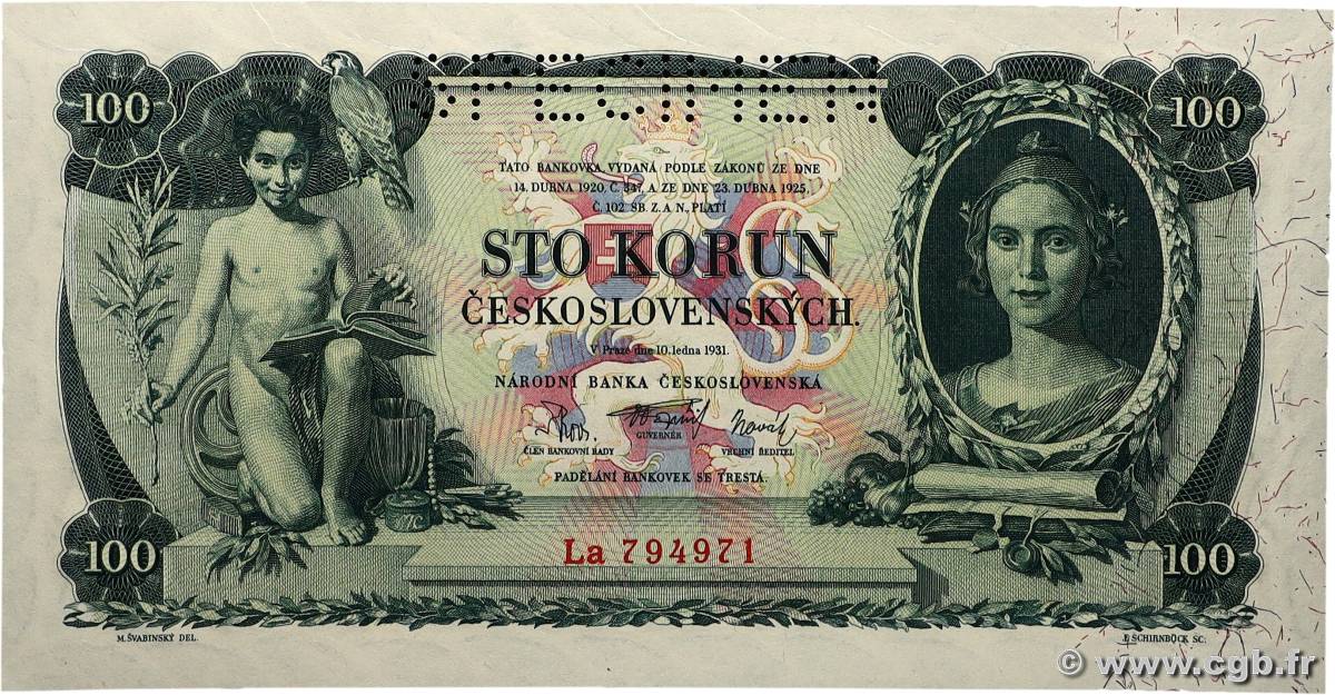 100 Korun Spécimen TCHÉCOSLOVAQUIE  1931 P.023s NEUF