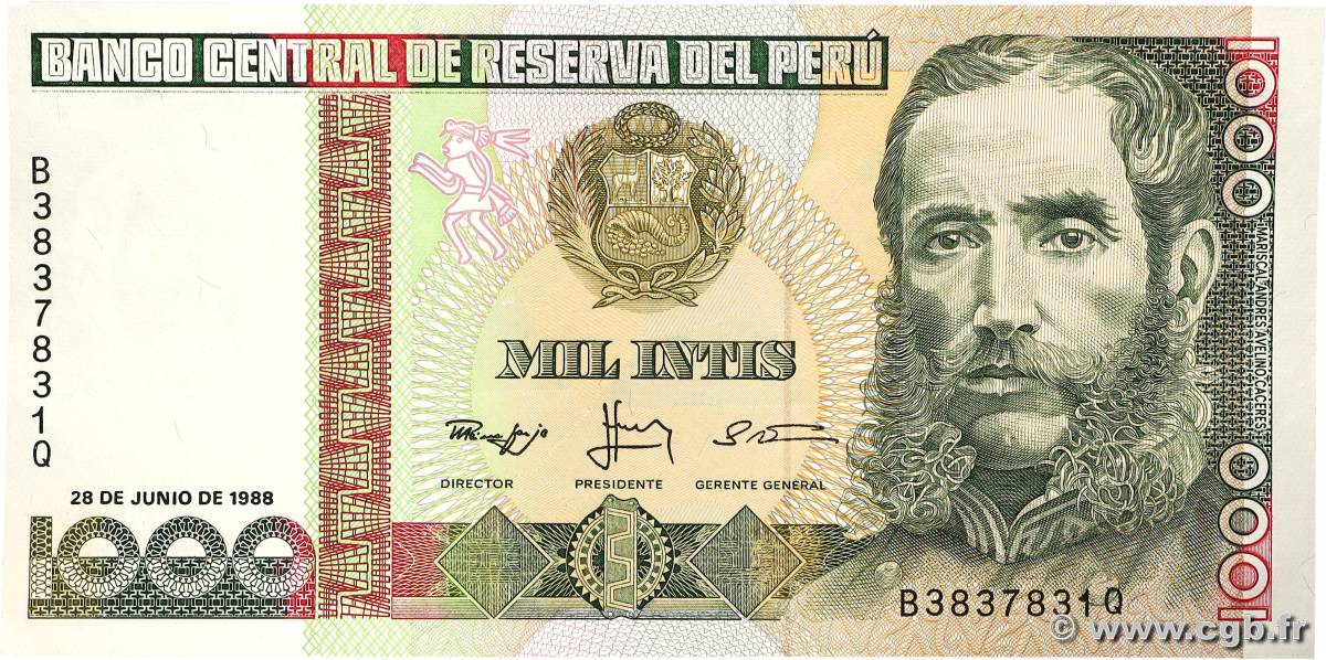 1000 Intis PÉROU  1988 P.136b SPL+