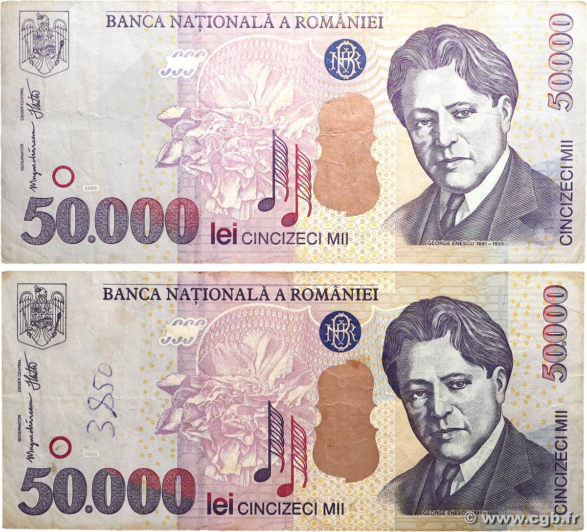 50000 Lei Lot RUMANIA  2000 P.109A BC+