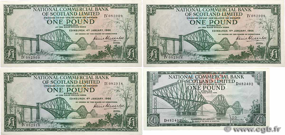 1 Pound Lot ÉCOSSE  1966 P.269a et P.274a SUP